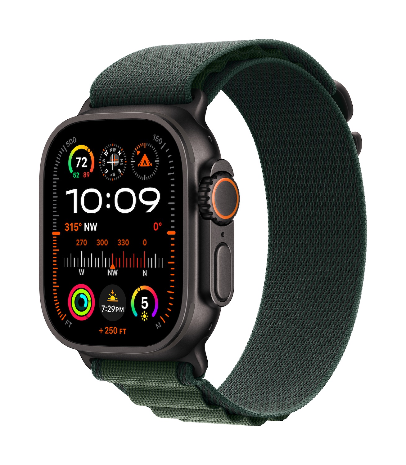 Watch Ultra 2 49mm Black Titanium - Dark Green Alpine Loop L